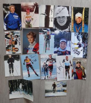 Langlauf Konvolut - 17 signierte Fotos