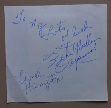 Hampton (+), Lionel - US Jazz Musiker + unbekannte Unterschrift
