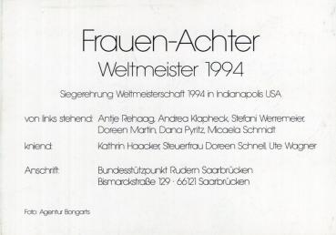 Frauen-Achter - Weltmeister 1994 - alle Unterschriften