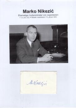 Nikezic (†), Marko - ehem. Außenminister von Jugoslawien