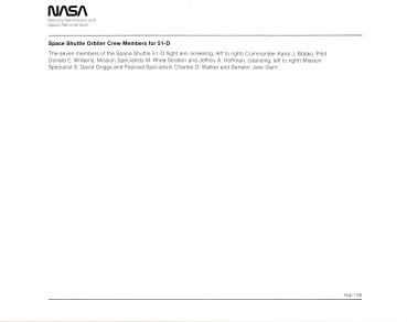 Seddon, M.Rhea - Space Shuttle 51-D