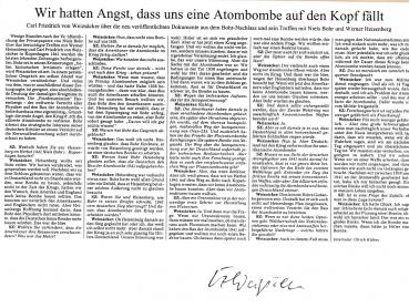 von Weizsäcker (+), Carl Friedrich - Physiker