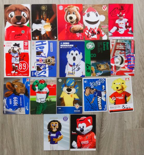 Maskottchen von Fußballvereinen - 17 Autogrammkarten