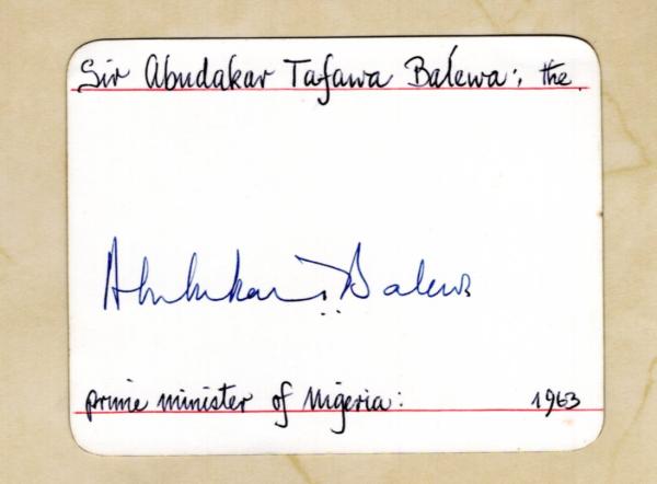 Balewa (1912-1966), Abubakar Tafawa - ehem. Ministerpräsident von Nigeria