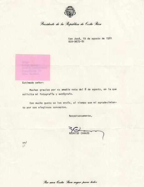Carazo Odio, Rodrigo - ehem. Staatspräsident von Costa Rica