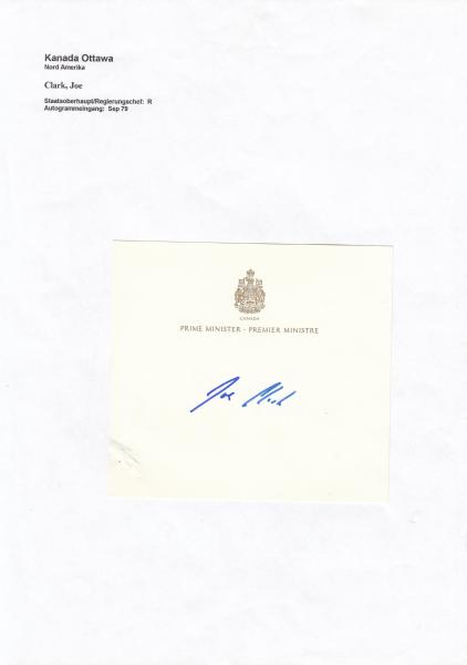 Clrk, Joe - ehem. Premierminister von Kanada