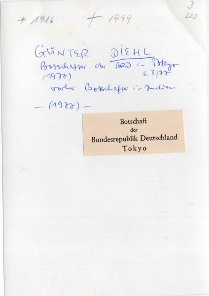 Diehl (†), Günter - ehem. Botschafter in Tokio