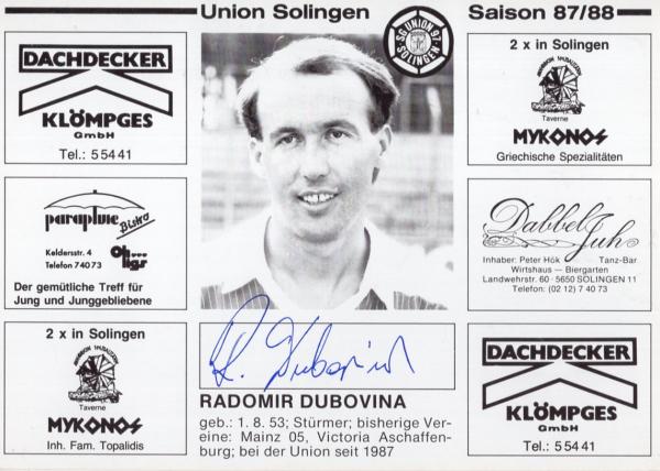 Dubovina, Radomir - Union Solingen (1987/88)