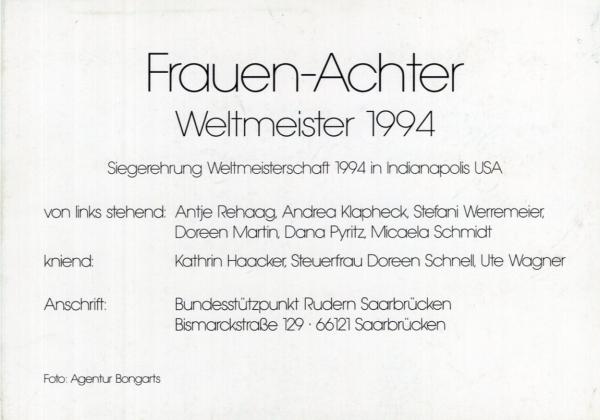 Frauen-Achter - Weltmeister 1994 - alle Unterschriften