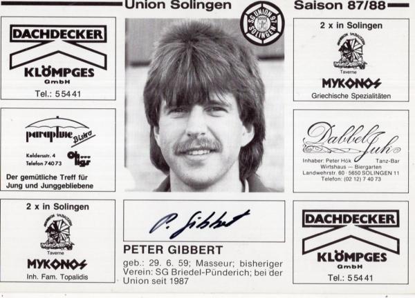 Gibbert, Peter - Union Solingen (1987/88)