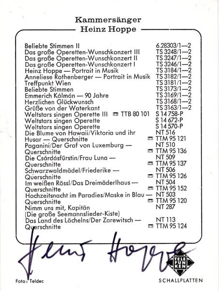Hoppe (†), Heinz - Kammersänger