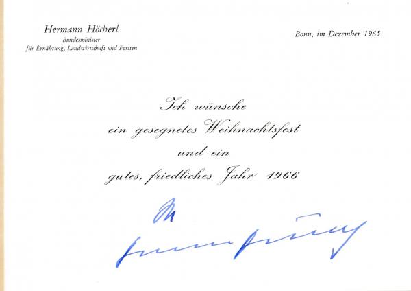 Höcherl (+), Hermann - Landwirtschaftsminister 1965