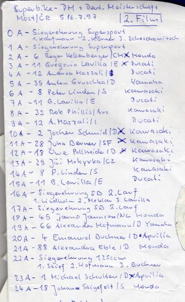 Superbike Most / Tschechien 1997 - 25 Autogramme