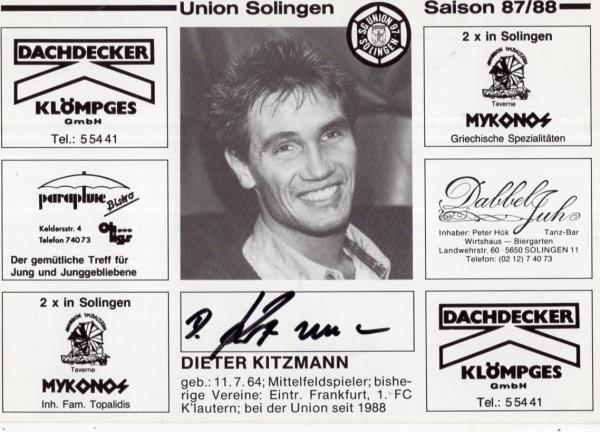 Kitzmann, Dieter - Union Solingen (1987/88)
