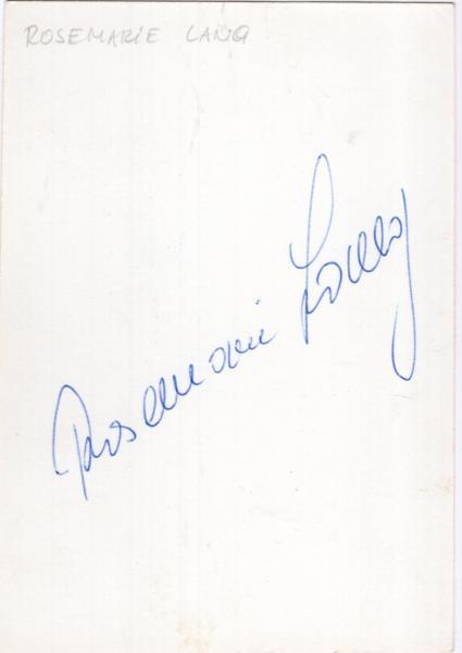 Lang (†), Rosemarie - Opernsängerin