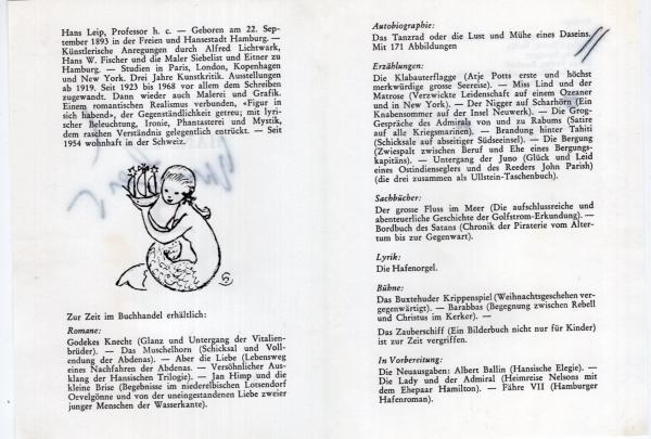 Leip (†), Hans - Verfasser des Liedtextes "Lili Marleen"