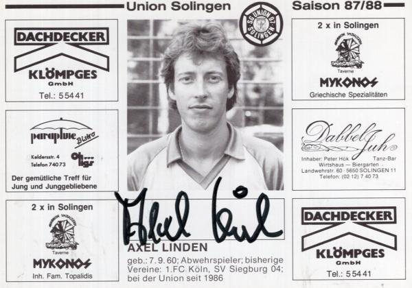 Linden, Axel - Union Solingen (1987/88)