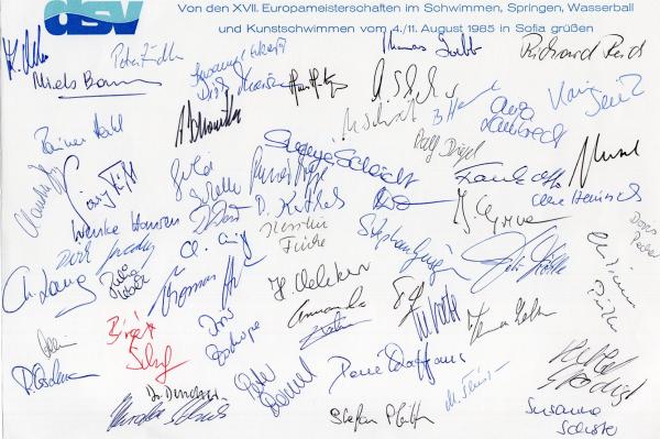 Nationalmannschaft des Deutschen Schwimm-Verbandes -  WM 1985 in Sofia