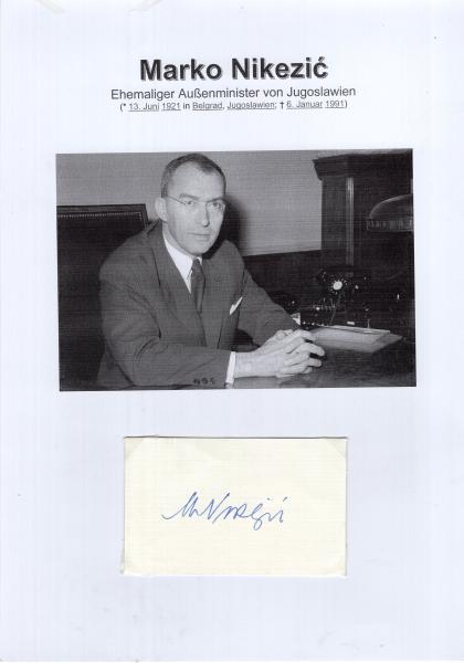 Nikezic (†), Marko - ehem. Außenminister von Jugoslawien