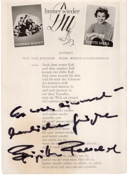 Rabald (†), Brigitte - DDR Schlagersängerin