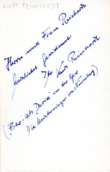 Reinhard, Kurt - Opernsänger