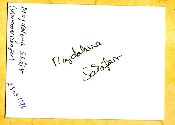 Schäfer, Magdalena - Kammersängerin