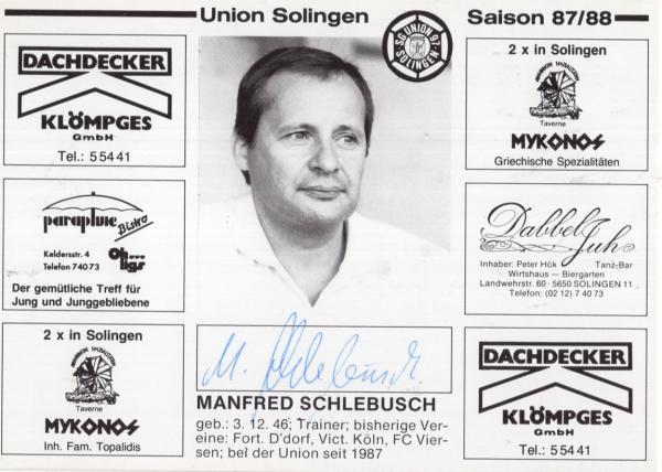 Schlebusch, Manfred - Union Solingen (1987/88)