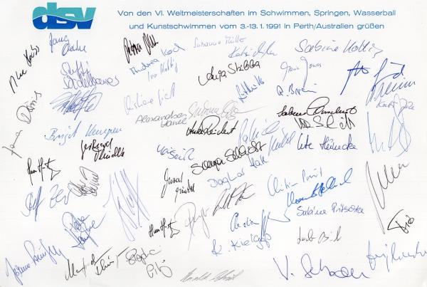 Nationalmannschaft des Deutschen Schwimm-Verbandes -  WM 1991 in Perth