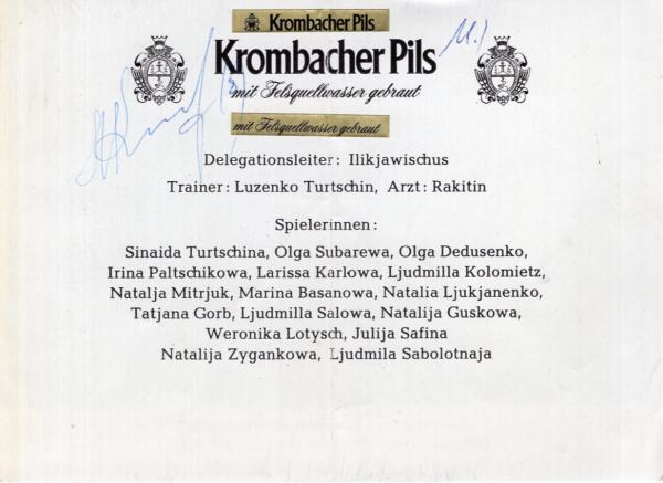 UDSSR Handball Nationalmannschaft der Damen - Olmypiasieger 1980 (1 Unterschrift)