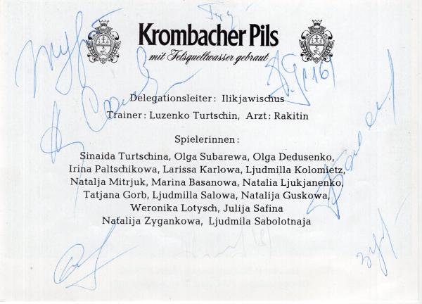 UDSSR Handball Nationalmannschaft der Damen - Olmypiasieger 1980 (7 Unterschriften)