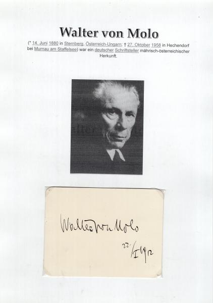 von Molo (†), Walter - Deutscher Schriftsteller
