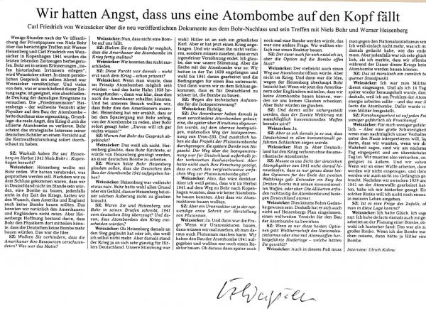 von Weizsäcker (+), Carl Friedrich - Physiker